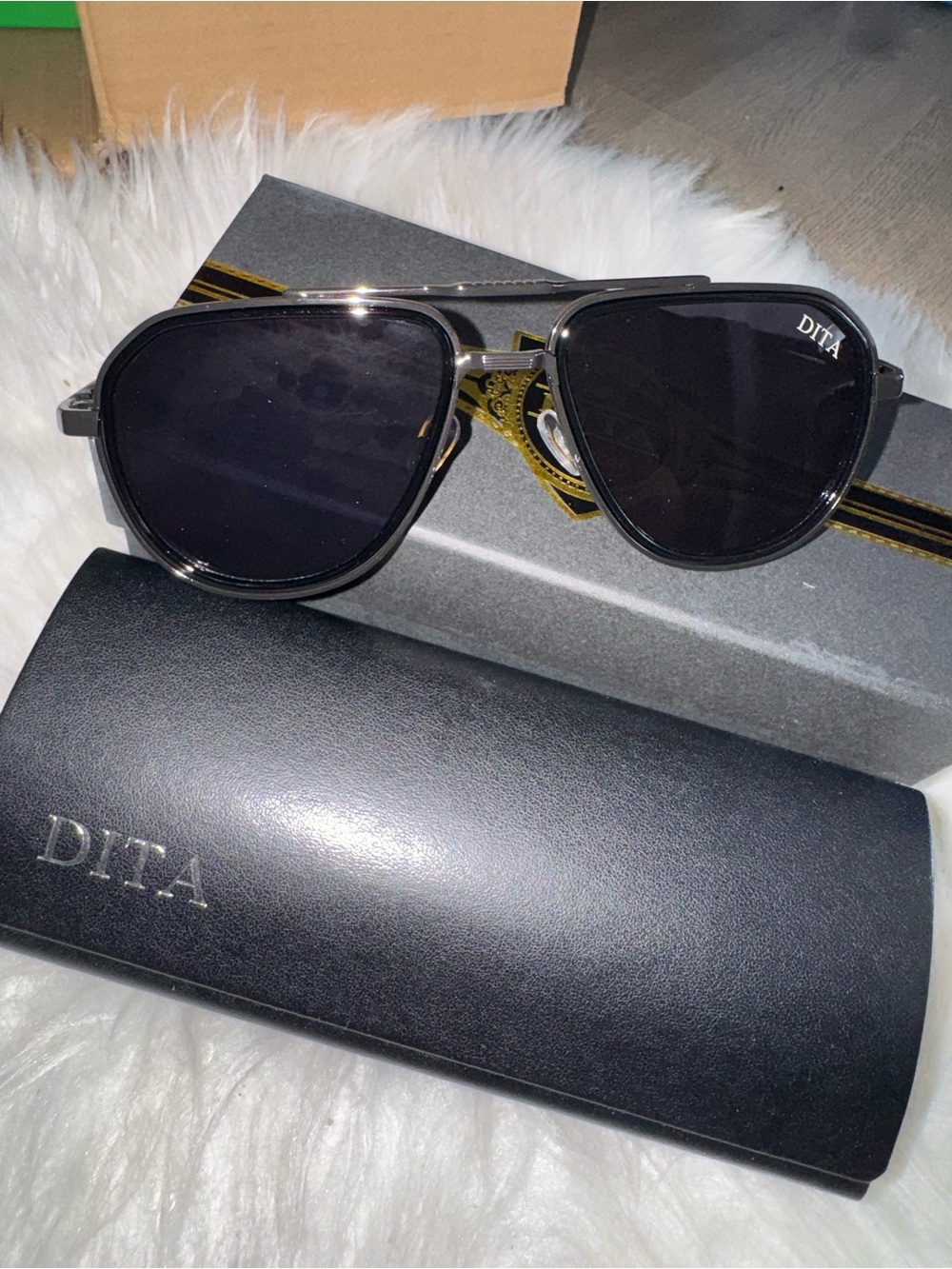 DITA Men's Aviator Sunglasses in Black